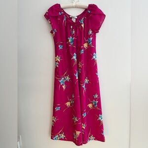 VINTAGE Hilo Hattie's Maxi Dress Hawaiian Muumuu Tulip Sleeve Bright Floral Sz L